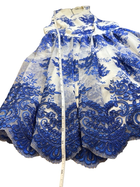 Alice + Olivia Reggie Racer Silk Embroidered Tulle Mini Dress Cobalt Blue Sz 2-4 - Picture 9 of 13